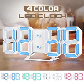 

3D Alarm Clock LED Date Display Digital Temperature Snooze CDS Sensor Table Wall Hanging Plastic Alarm Clock Home Decoration