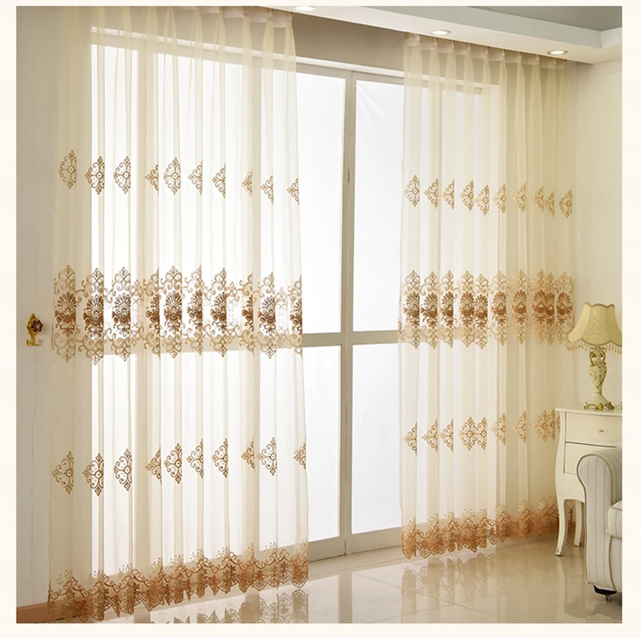 Ouro, Tratamento Janela, Voile Elegante, Sala De Estar, Quarto, P160H