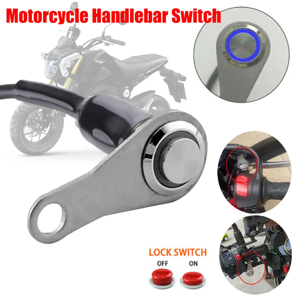 DC12V CNC Motorbike ATV Handlebar Mount Horn Switch Self-Return Reset Button Kit