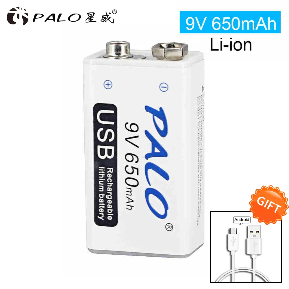 

9V 6F22 600mAh NI-MH Rechargeable Battery 9 Volt Charger High Volume Micro USB Batteries For RC Helicopter Model Microphone+USB