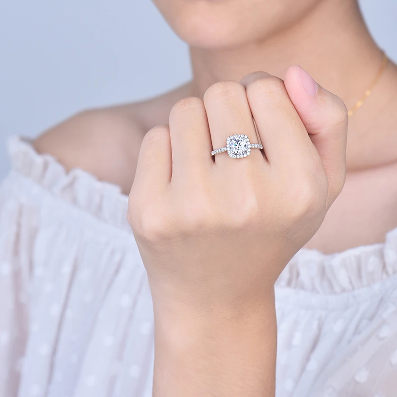 LOVERJEWELRY, новейшие кольца, для женщин, Муассанит, обручальное кольцо, Настоящее 14 к белое золото, юбилей, свадебные женские кольца, ювелирные изделия