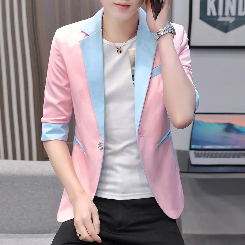 Blazer informal de manga para hombre, fina de verano, 2023 - AliExpress