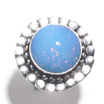 

Genuine Fire Opal Ring Silver Overlay over Copper , Hand Made Women Jewelry gift , R6738, Size: 8