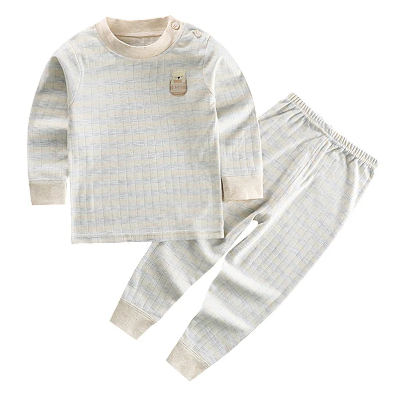Terno de Manga Conjunto de Roupas Infantis do Bebê Conjunto de Roupa Novas Crianças Meninos Pijamas Comprida Algodão Penteado Interior Outono Inverno 2020