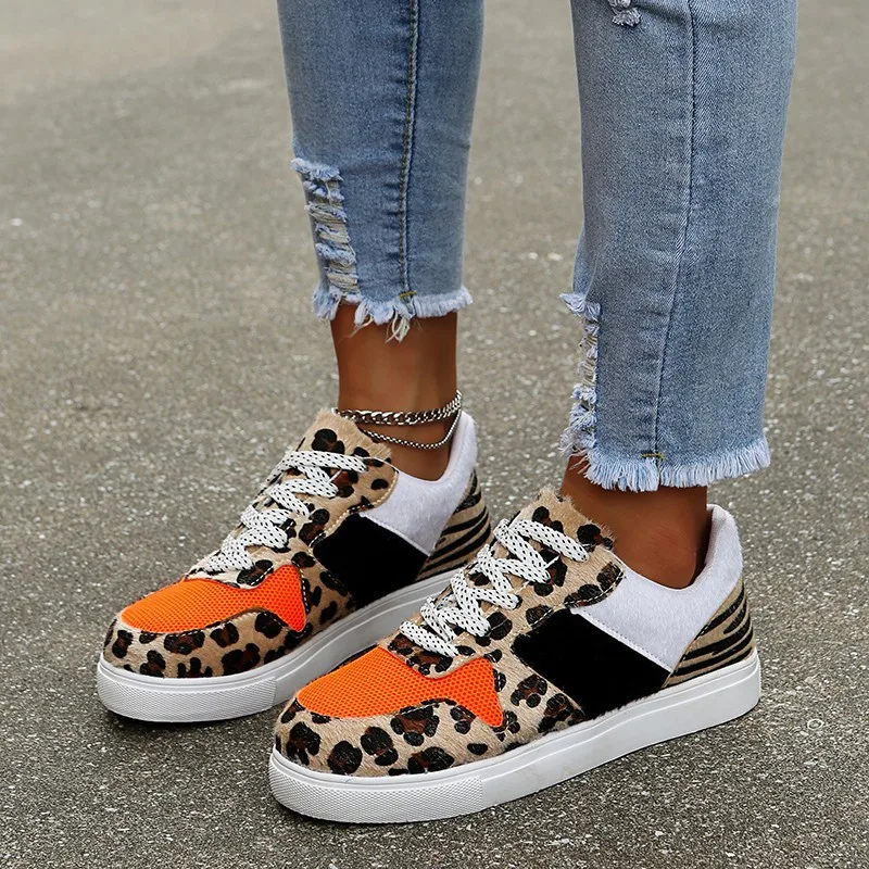Leopard Lace Up Sneakers main image 0