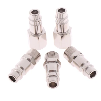 

5pcs Femal/Male 1/4" BSP Air Line Hose Compressor Connectors Silver Euro Male Quick Release Fittings