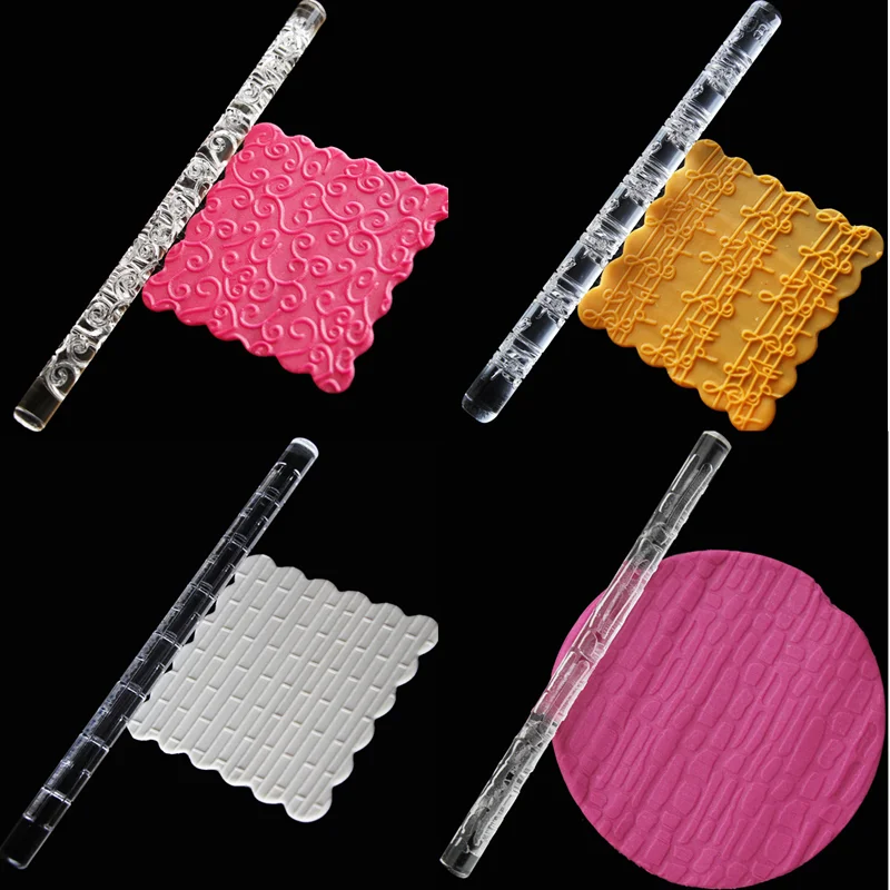 Hot Flower vine brick wall musical notes Embossed Acrylic Non-stick Rolling Pin Baking Cake Decorating Tools Pastry Dough Roller01