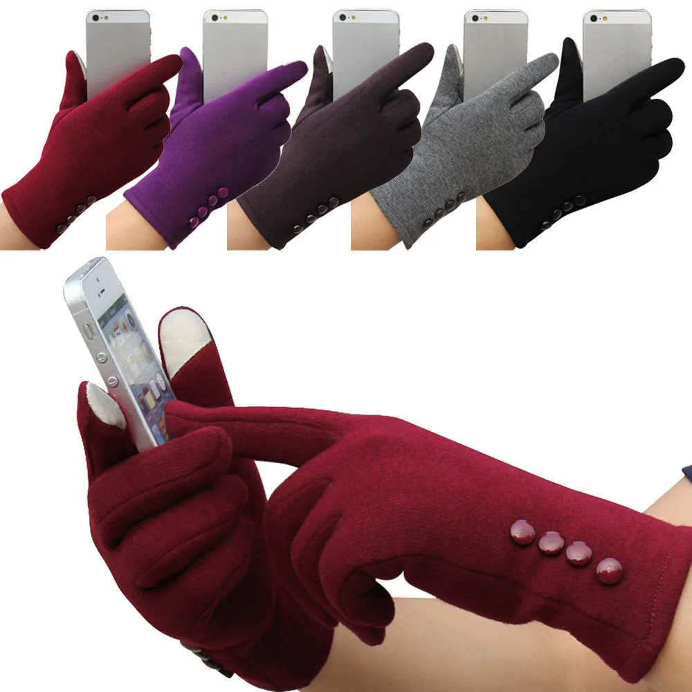Лидер продаж Модные женские перчатки Зимние перчатки женские хлопковые варежки Открытый сенсорный экран Зимний Открытый