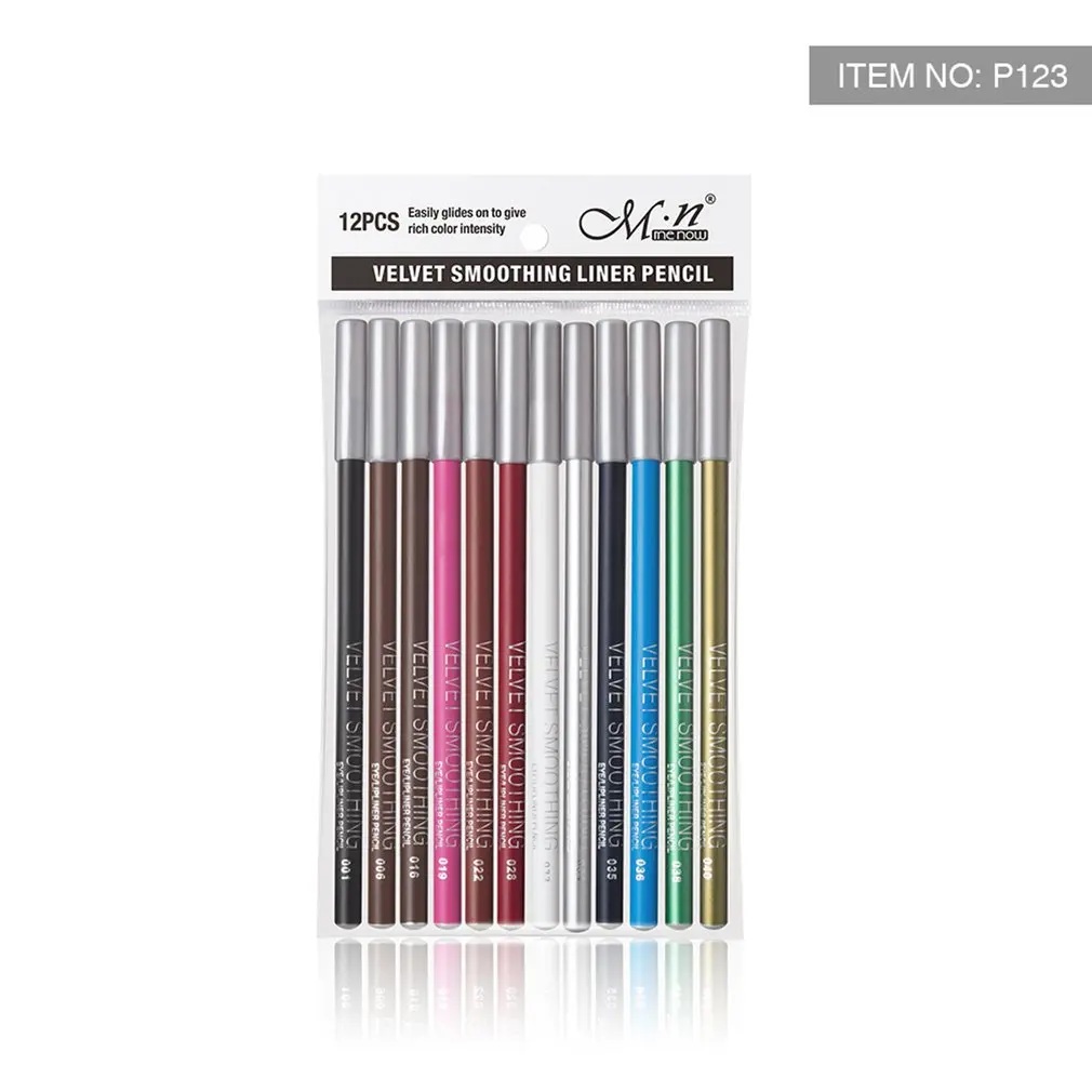 

12 colors Matte Lip Eye Liner Pencil Set Professional Waterproof Long Lasting Eyeliner Pencil Eyebrow Makeup Cosmetic Tools
