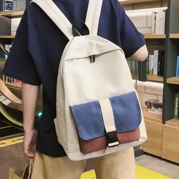 

Patchwork canvas backpack women school bags for teenage girls teen bagpack Preppy Style Campus student back pack female new