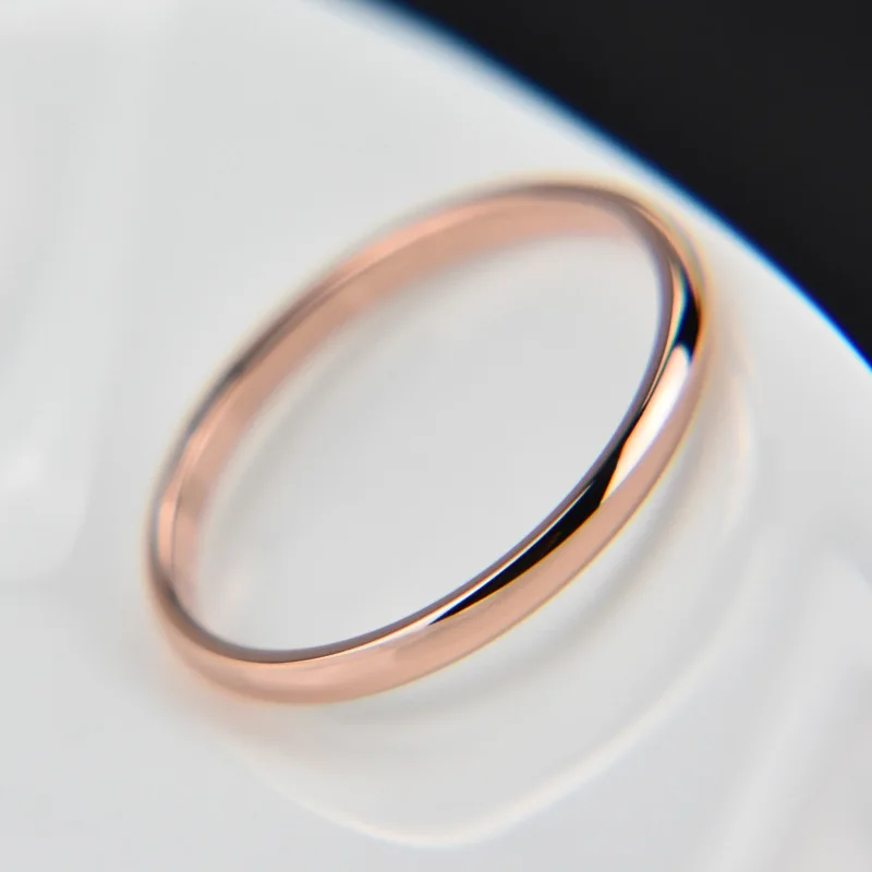 Горячая титановые стальные розовые унисекс золотые антиаллергенные гладкие Простые Свадебные Кольца для пар