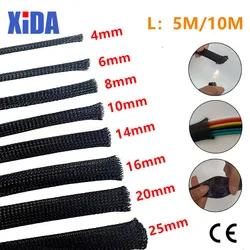 Durable Black Insulated Braid Sleeving - 4mm (5M)