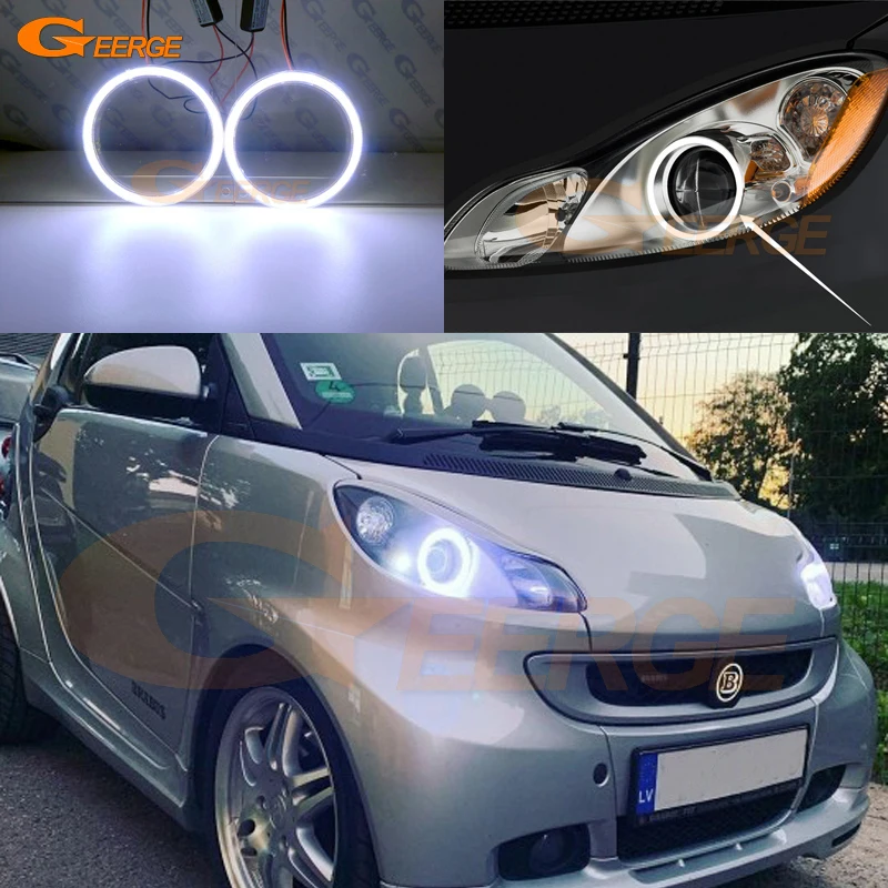

For Smart Fortwo W451 2007 2008 2009 2010 2011 2012 2013 2014 Excellent Ultra bright COB led angel eyes halo rings