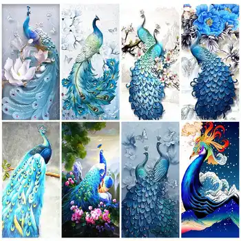 

2020 new design blue Peacock Diamond Painting Cross Stitch Animal Full Drill Mosaic Home Decoration Embroidery Handmade Gift