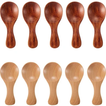 

10Pcs Wooden Spoons Condiments Sugar Seasoning Salt Honey Teaspoon,Wooden Candy Spoon Seasoning Sugar Coffee Tea Jam