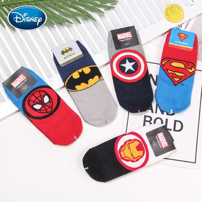 Disney 1 пара хлопковые носки с рисунком супергероя с героями комиксов Марвел, Superman Spiderman Batman Железный человек осенние хлопковые Дышащие носки