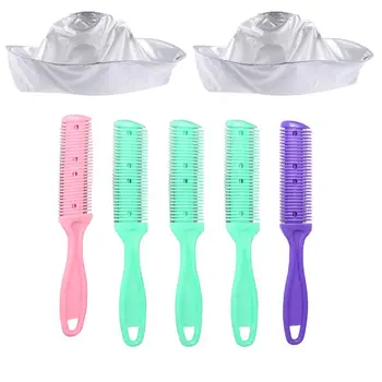 

7pcs Haircutting Cloak Umbrella And Hair Cutter Comb Haircut Cape Hair Coloring Cloak Salon Styling Combs