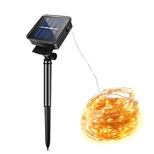 10 м светодиодный светильник на солнечной батарее, гирлянды, наружная лампа для газона, медная проволочная панель, светодиодная лента для праздника, свадьбы, вечеринки, сада, Рождества, 100 светодиодный s