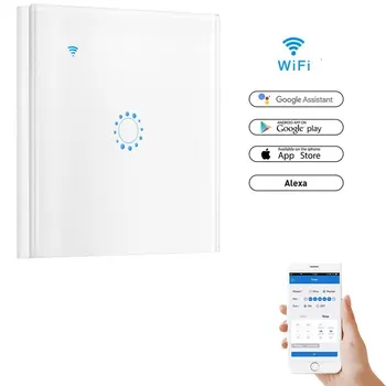 

WiFi Dimmer Smart Light Switch APP Wireless Remote Contol Touch Panel 1/2/3Gang For Alexa/Google Home