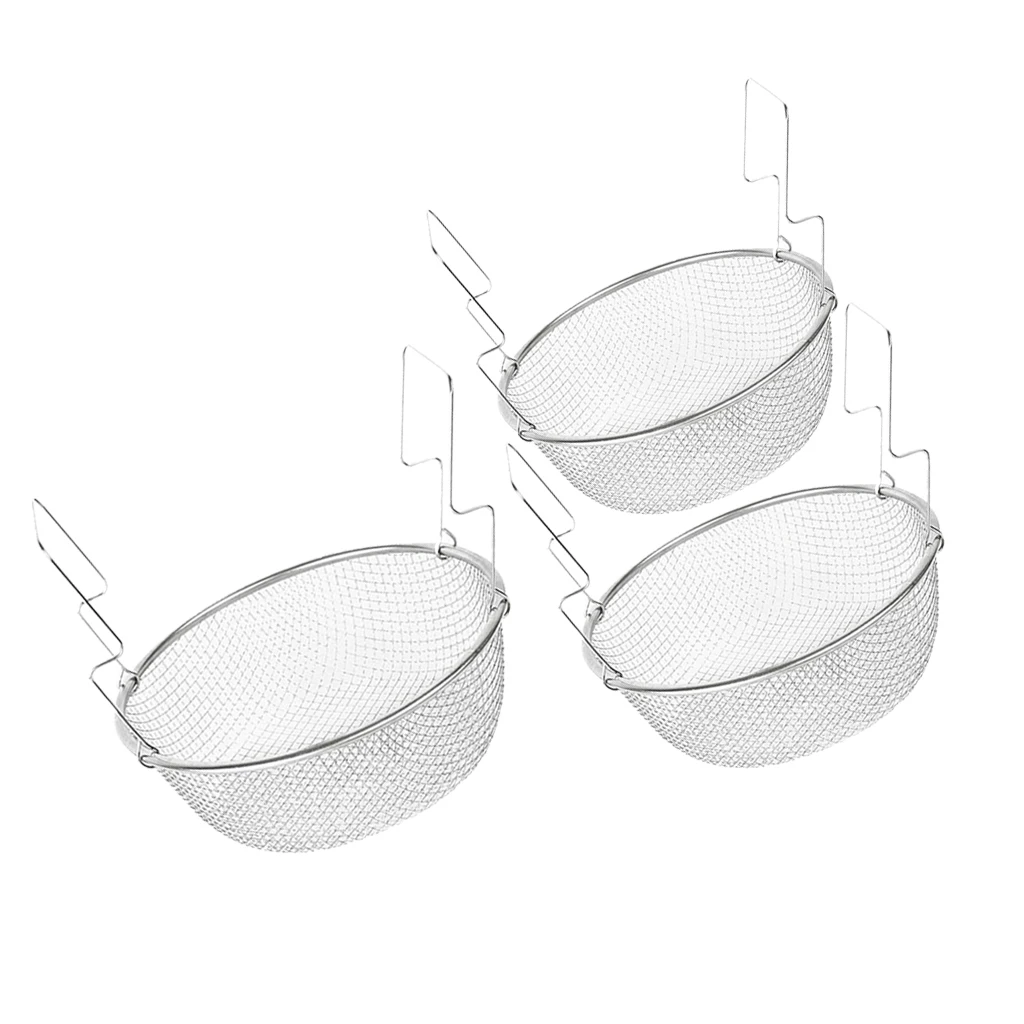 Chip Pan Basket Fryer Fries Strainer Stainless Steel Wire Bucket Kitchen Tool