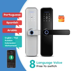 Serrure biométrique à empreintes digitales pour maison connectée, étanche, avec mot de passe, wi fi, Tuya, application pour appartements 