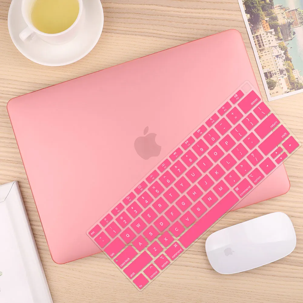 Чехол для ноутбука 4 в 1 для MacBook Air 11, 13 дюймов и Pro retina 13,3, 15,,,, кристально Матовый Жесткий чехол для клавиатуры - Цвет: Matte Pink