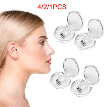 

4pcs Anti Snoring Device Silicone Magnetic Nose Clip Stop Snoring Nose Breathing Sleeping Aid Apnea Guard Night Device