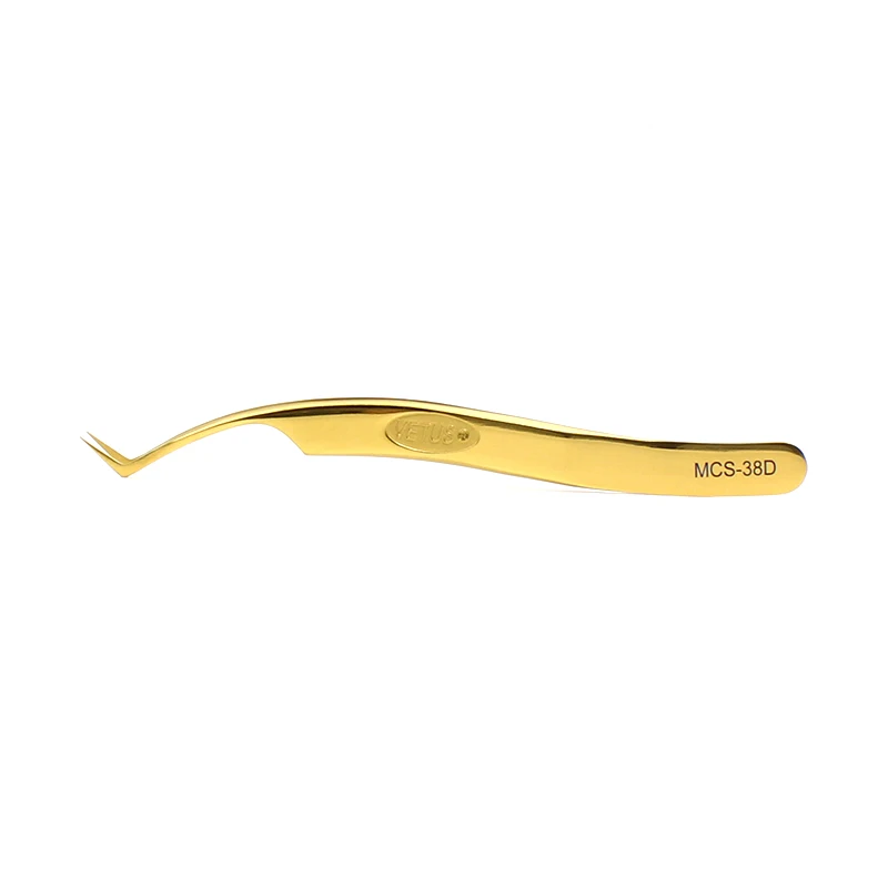 38D-Gold Vetus Original MCS Series New Style Premium Eyelashes Tweezers Ultra Fine Tip Improve for 3D 6D Lashes Extensions - Цвет: 38D-Gold