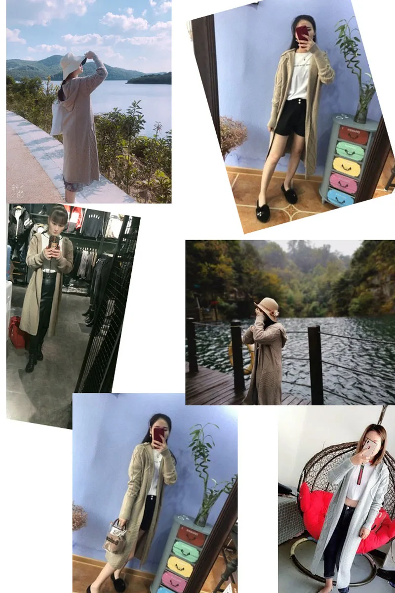 BARESKIY женский кашемировый свитер Весна и осень длинный кашемировый кардиган с капюшоном свободный толстый свитер пальто