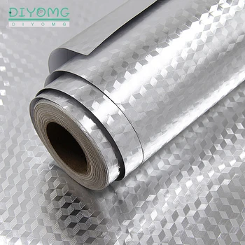 

New Kitchen Oil-proof Waterproof Wall Stickers Anti-fouling Self Adhesive Wallpaper Stove Cabinet Contact Paper Aluminum Film