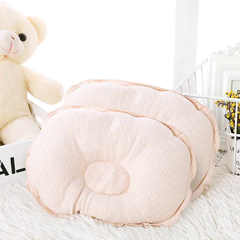 Newborn Pillow Color Cotton Round Pillow Baby Pillow Anti-Skeleton Shaped Pillow Cotton Baby Stripe Embroidered Shape Pillow