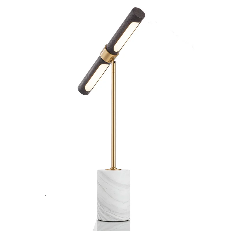 

European Modern Design Leather Iron Marble Led Reading Study Table Desk Lamp For Office Desk Bedside deco maison