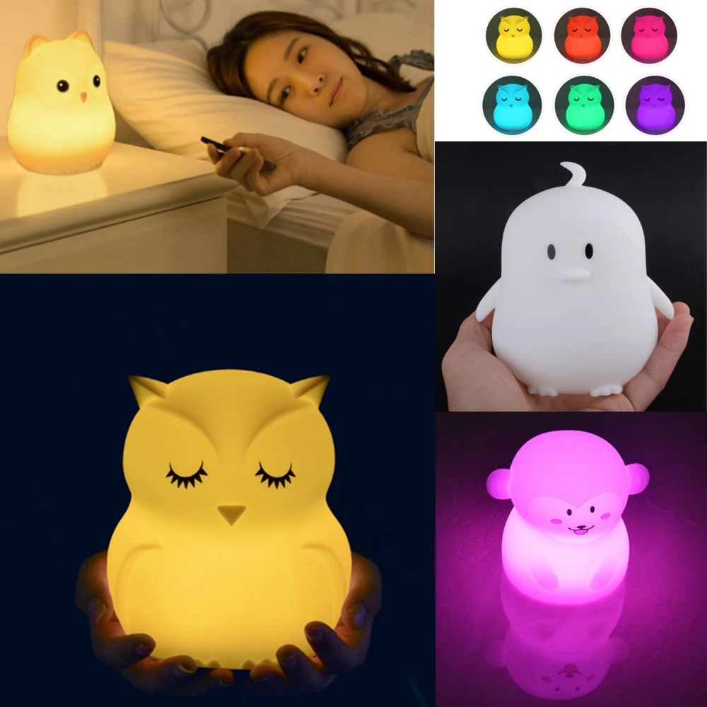 

Lovely Cartoon Silica gel Night light Patting discoloration children Toy lamp bedside Decorate lamp Birthday Christmas gift