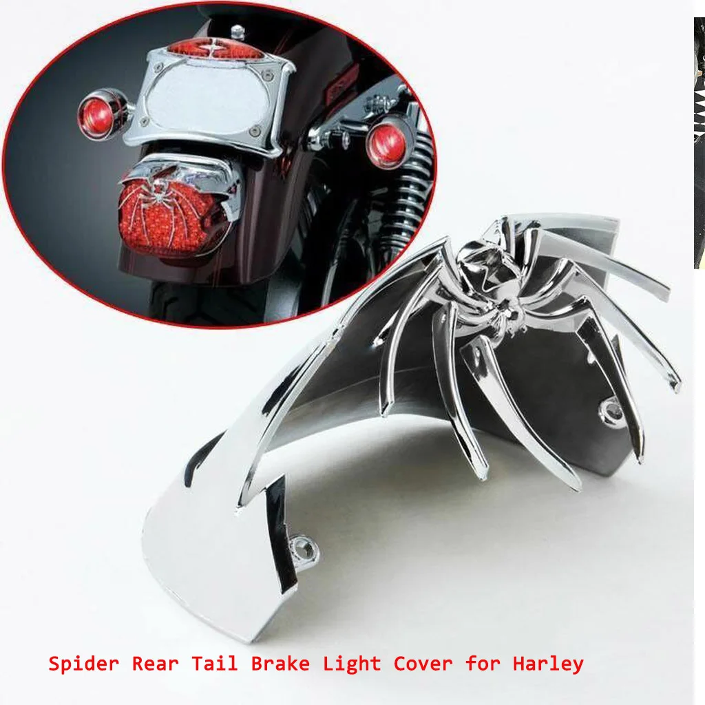 

Chrome Rear Spider Tail Stop Brake Light Cover Shade for Harley 1973-2012