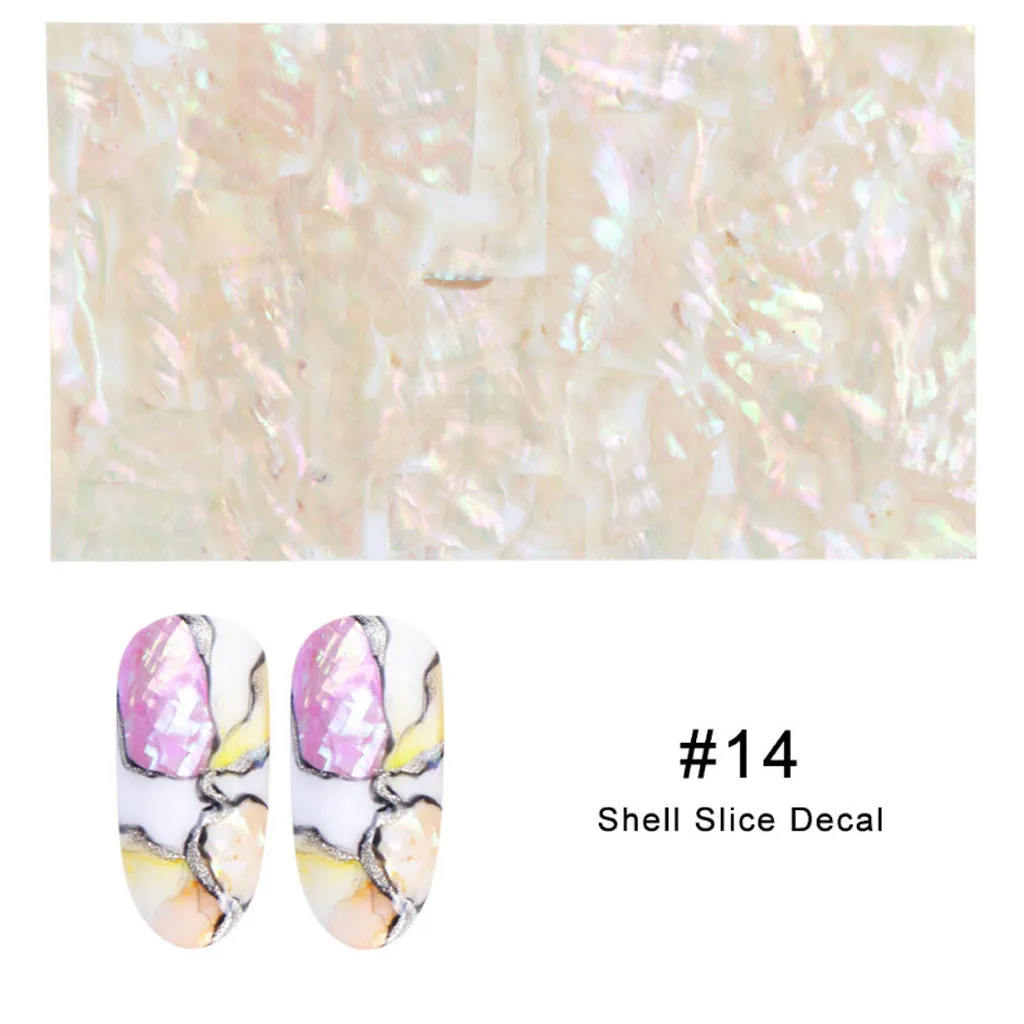 Красочные 3D наклейки для нейл-арта Абалон натуральный морской оболочки осколки текстуры Блестки для нейл Арта(искусство украшения ногтей) наклейка ломтик DIY Советы# YC - Цвет: 14
