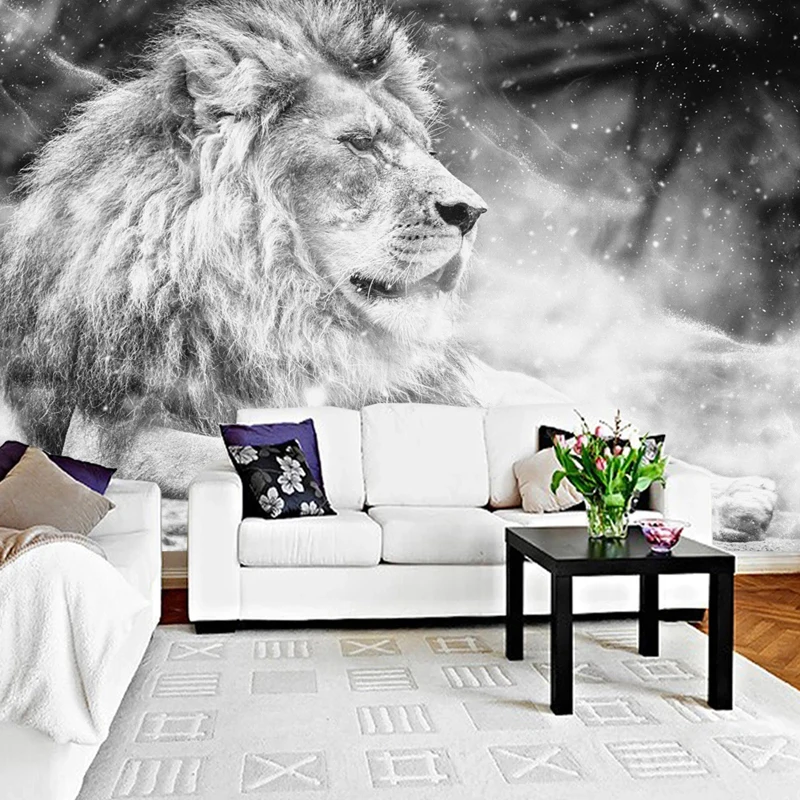 

Customized 3D Photo Wallpaper Mural Gray Animal Lion Papier Peint Living Room Sofa Bedroom TV Background Home Decor Wall Paper