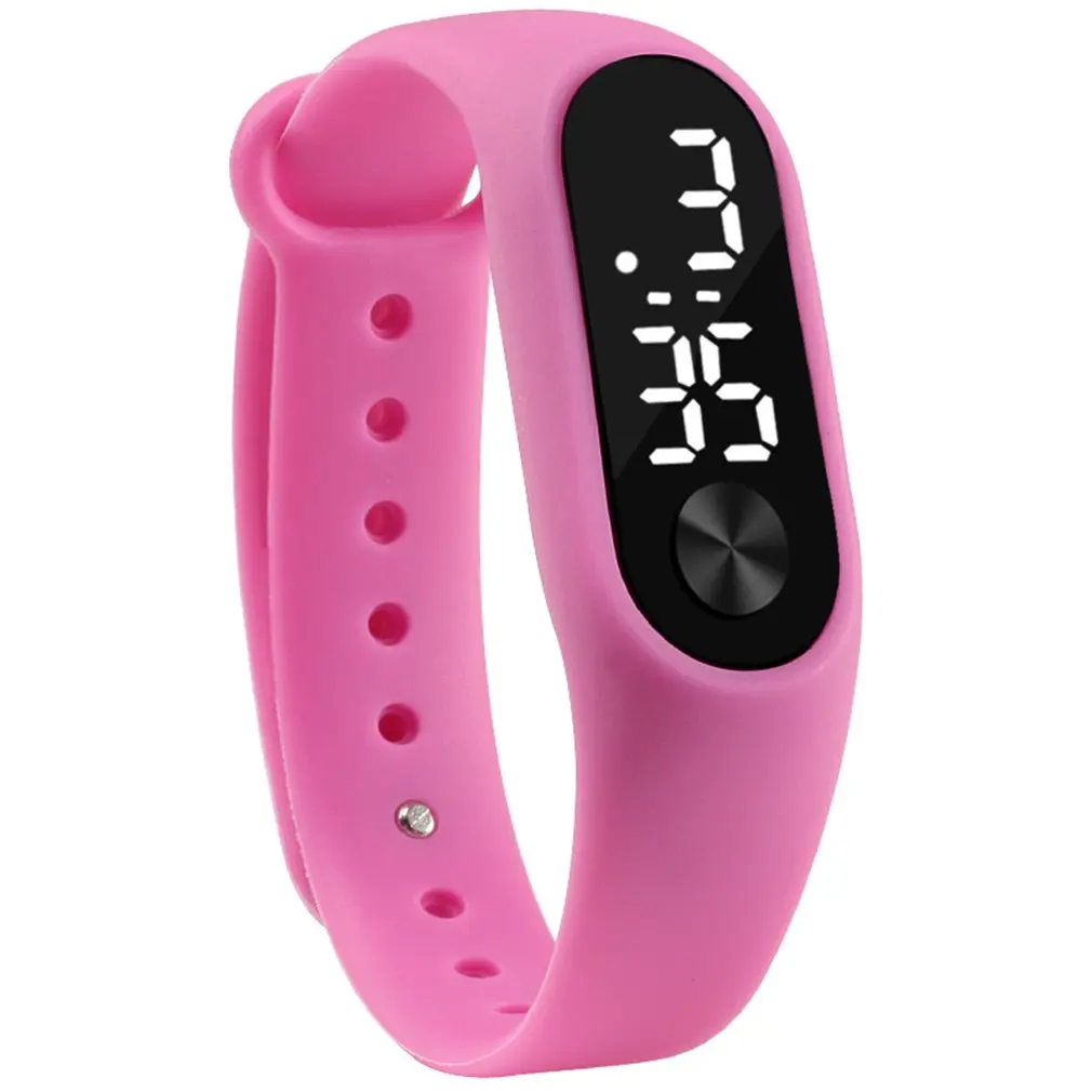 Мужские и женские повседневные спортивные часы с браслетом, Белый светодиодный электронный цифровой карамельный цвет, силиконовые наручные часы для детей