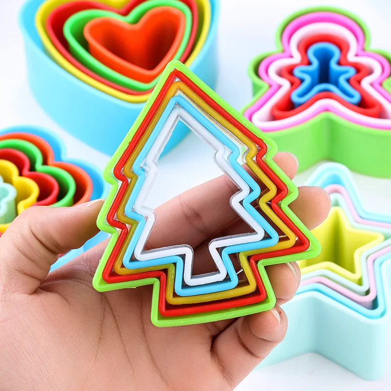 5 Teile/satz Cookie Cutter Weihnachten Baum Kunststoff Mold Set Plunger Formen Für Cookies Kuchen Dekorieren DIY Backen Werkzeuge – Detail 9