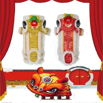 

Red Yellow Sequins Pet New Year's Chinese Costume Dragon Dance Lion Dog Clothes Funny Dog Clothes Puppy Lion Dance Dog Clothes