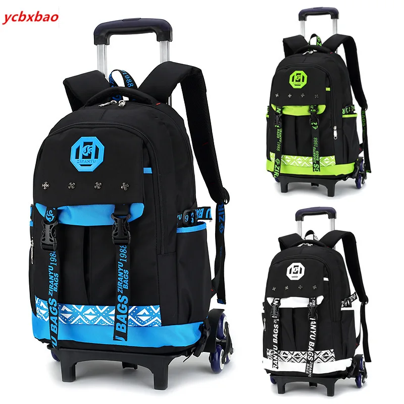 

New Waterproof Trolley School Backpack Boys Children School Bag Wheels Travel Bag Luggage Backpack Kids Rolling Schoolbags