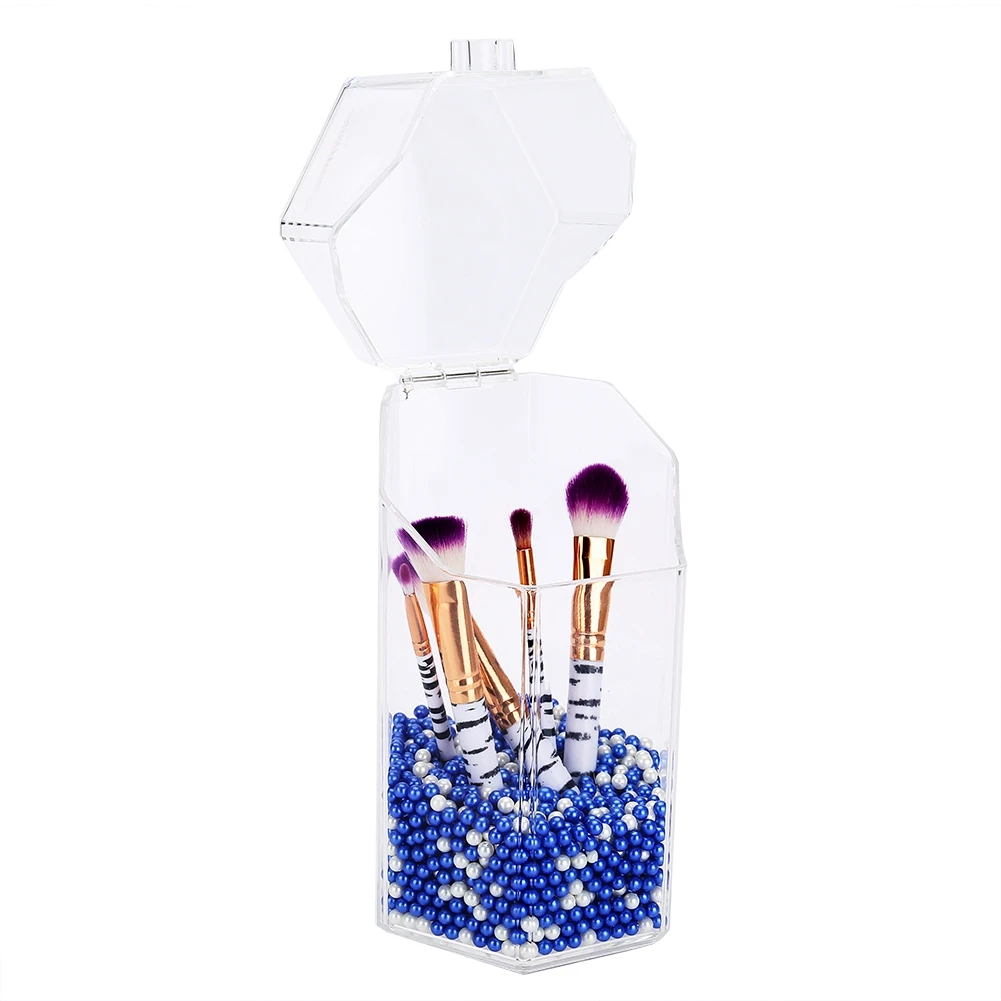 

Plastic Dust-proof Cosmetic Nail Brush Storage Box Makeup Holder with Pearls Holder box Lipstick Rack Cosmetic Brush Holder