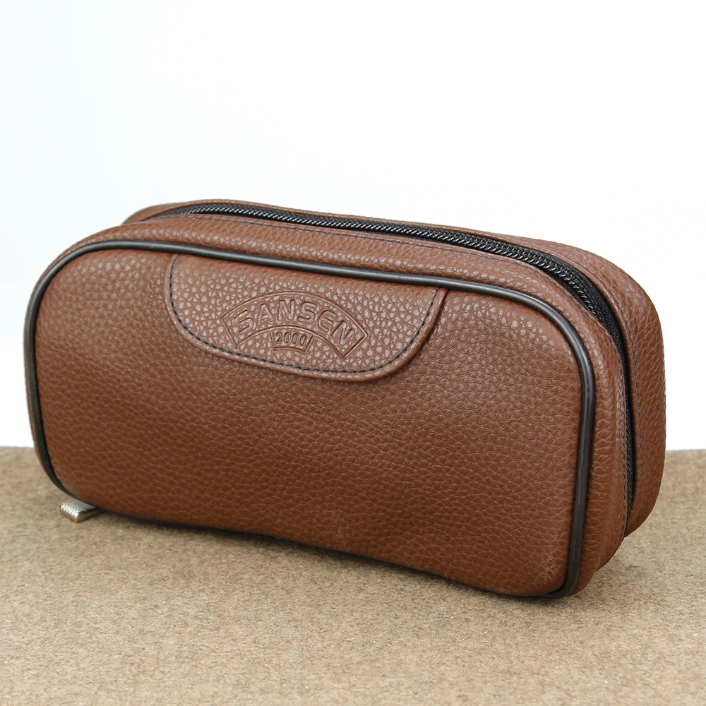 Классический Кожаный чехол-портмоне сумка для 2 трубы черный и коричневый цвета