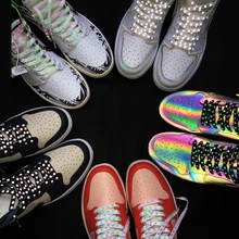 

New Holographic Reflective Shoelaces Cool Sneakers Running Shoes Lace For Adult Children Sports White Star Shoelace Strings