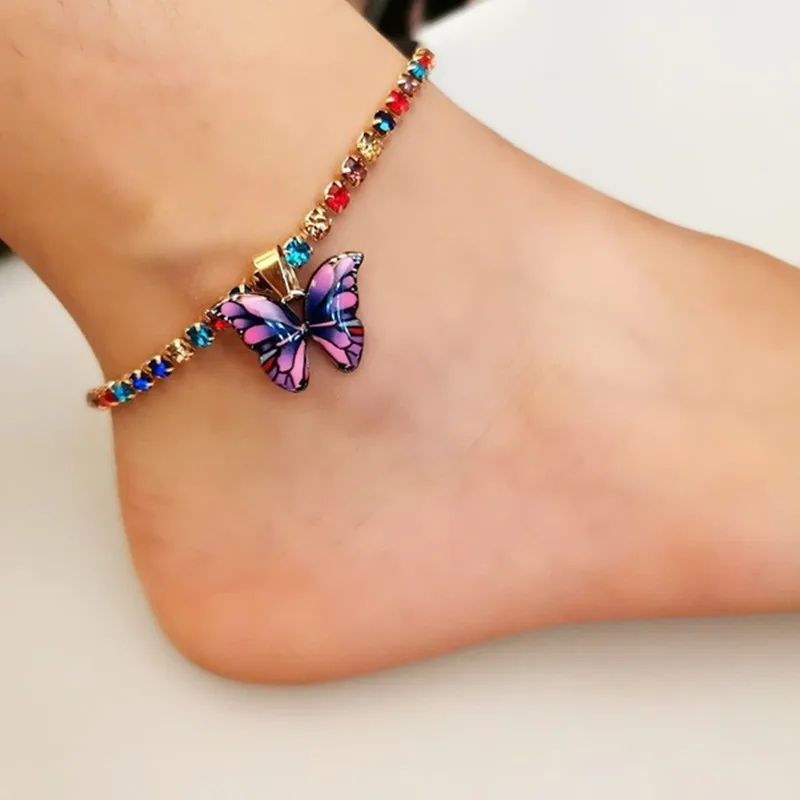 Ankle Chains Fashion Accessories Fashion Butterfly Charms Crystal Anklet Women Rhinestone Foot Chain Summer Beach