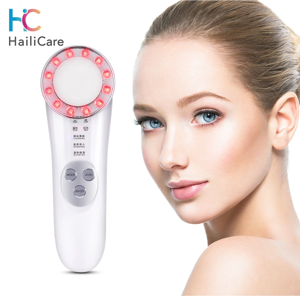Ultrasonic Facial Rejuvenation Device Red Blue Light Therapy Skin Lifting Vibration Anti Wrinkle 42 Heated Ion 1