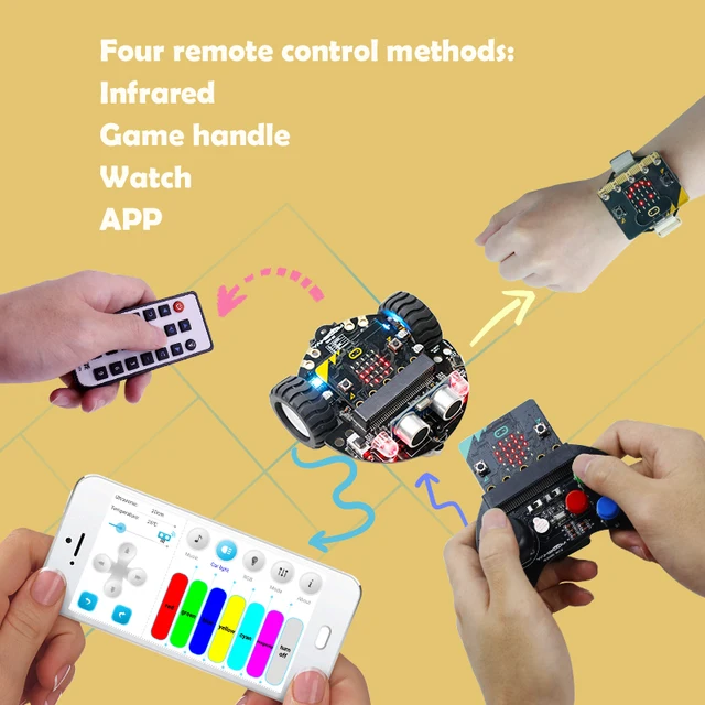 Yahboom Microbit Robot Car Programmable Robotic Kit For BBC Microbit V2 V1 for STEM Coding Education with 18650 Battery CE RoHS 3