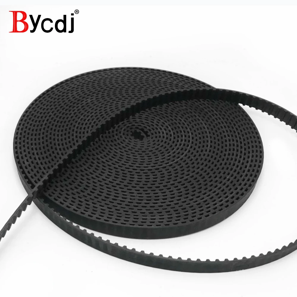 Bycdj 사다리꼴 MXL 개방형 동기 타이밍 벨트 검정색 고무 네오프렌 유리 섬유 폭 6/10mm 피치 2.032mm CNC 스테퍼 모터