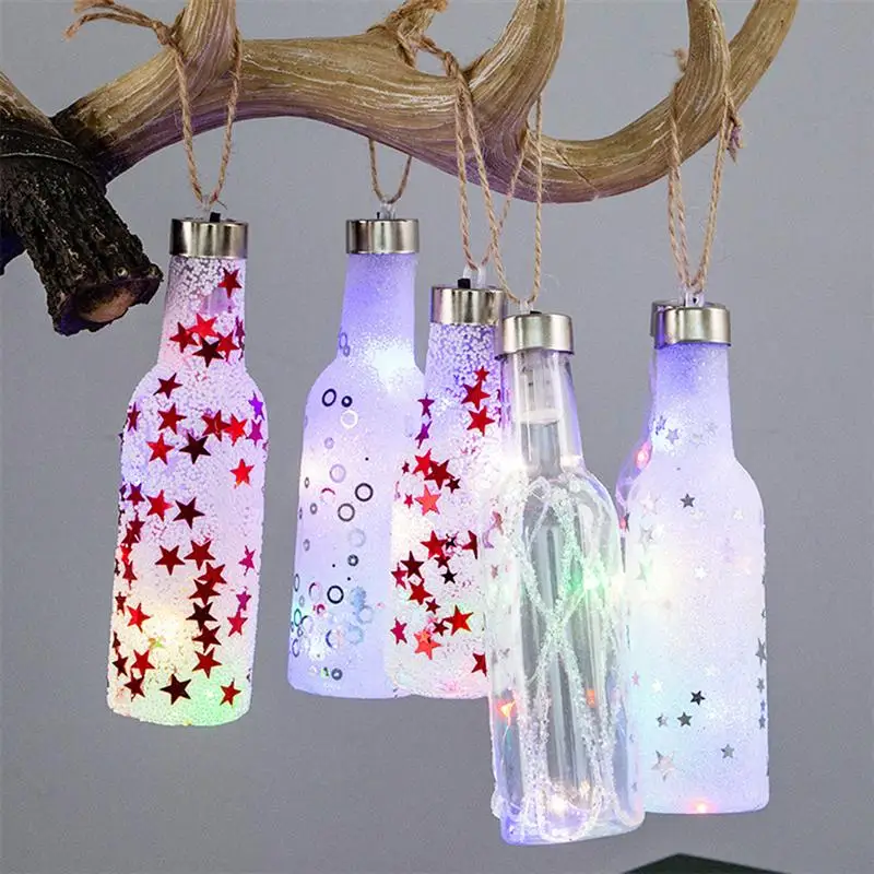 

2PCS/6PCS Christmas Tree Hanging Bottle Decoration LED Light Christmas Drop Ornaments Luminous Hanging Pendant Decor