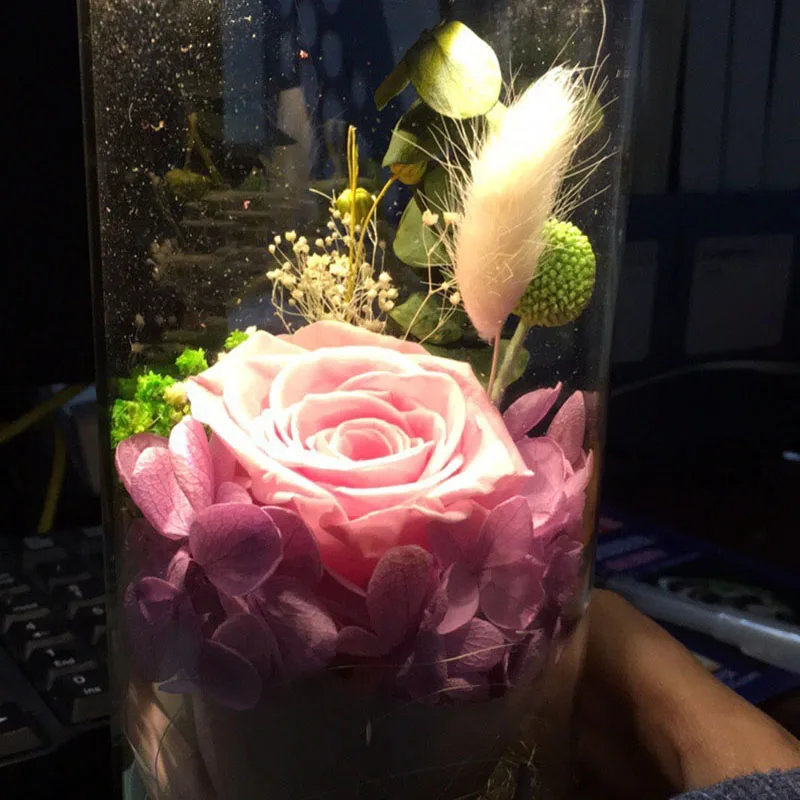 Светодиодный розовый Eternelle DIY первый цветок Роза в стеклянном куполе навсегда роза красная роза Сохраненная Роза Belle Rose специальный романтический подарок