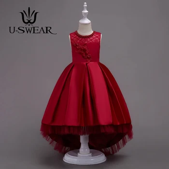 

New Arrival Kid Flower Girl Dresses Beaded Pearl O-Neck Flower Appliqued Princess Sleeveless Flower Girls Mermaid